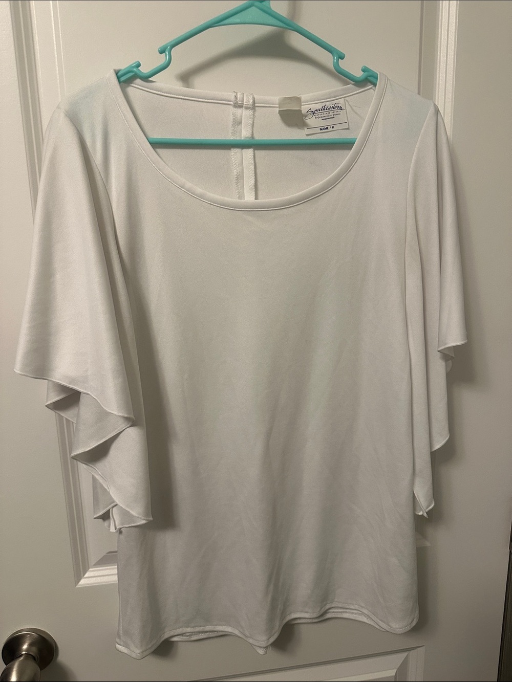 White Ruffle Sleeve Women’s Top by